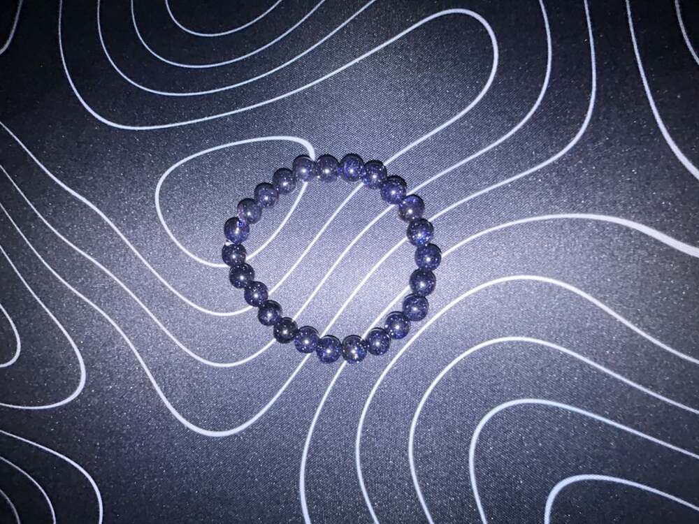 Blue Goldstone Beaded Stretch Bracelet